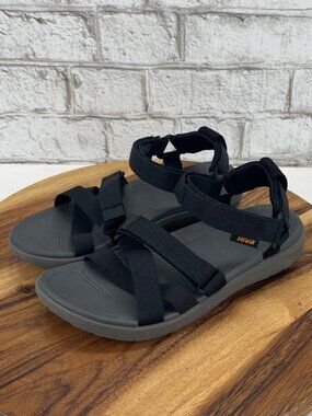 Teva Sanborn Mia Womens 8 Black Canvas Adjustable Hiking Sandals 1116650Very